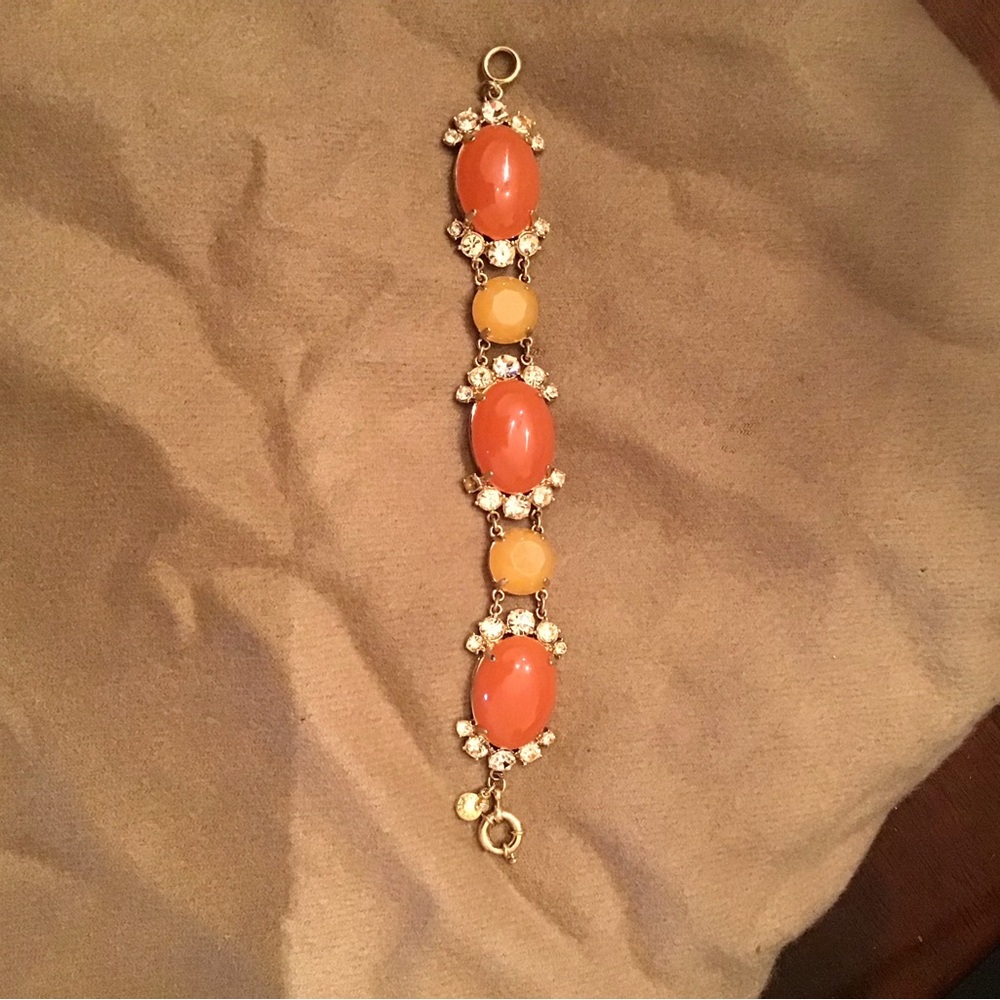 J. Crew Gold Bracelet with Coral and Peach Accents